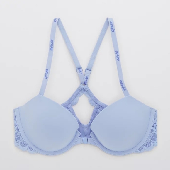 🩵AERIE REAL HAPPY DEMI LIGHTLY LINED LACE BRA SIZE 34D - Picture 5 of 11